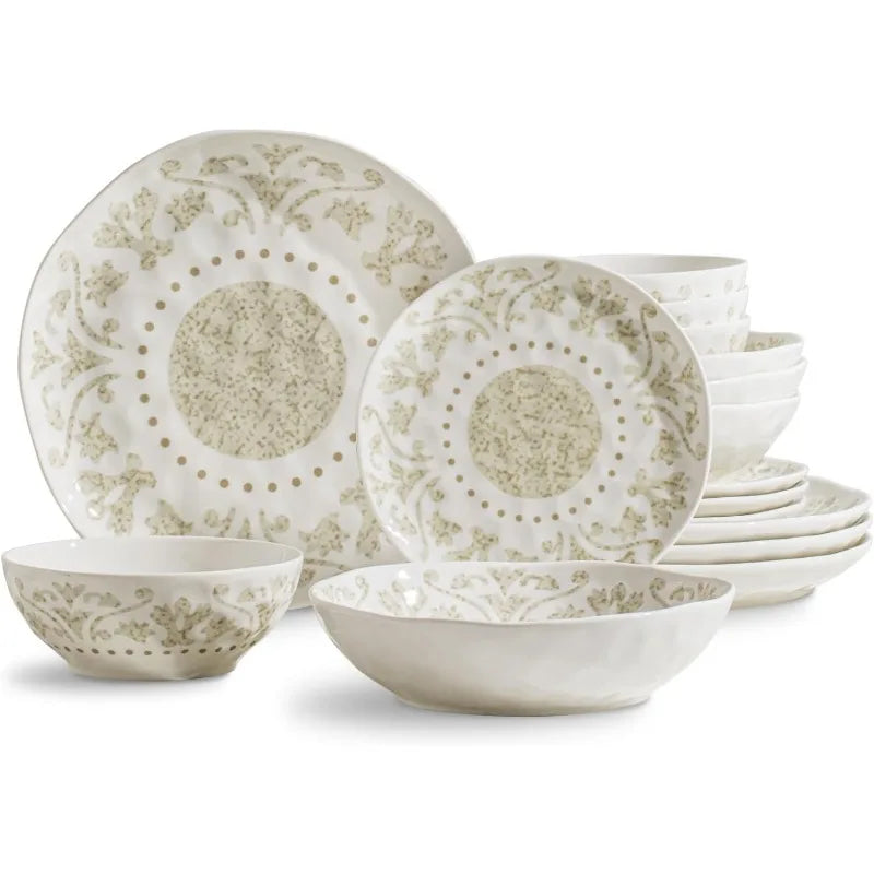 Cravinc 16-Piece Dinnerware Set for 4, High-fired Plates and Bowls for Dessert, Salad, Pasta