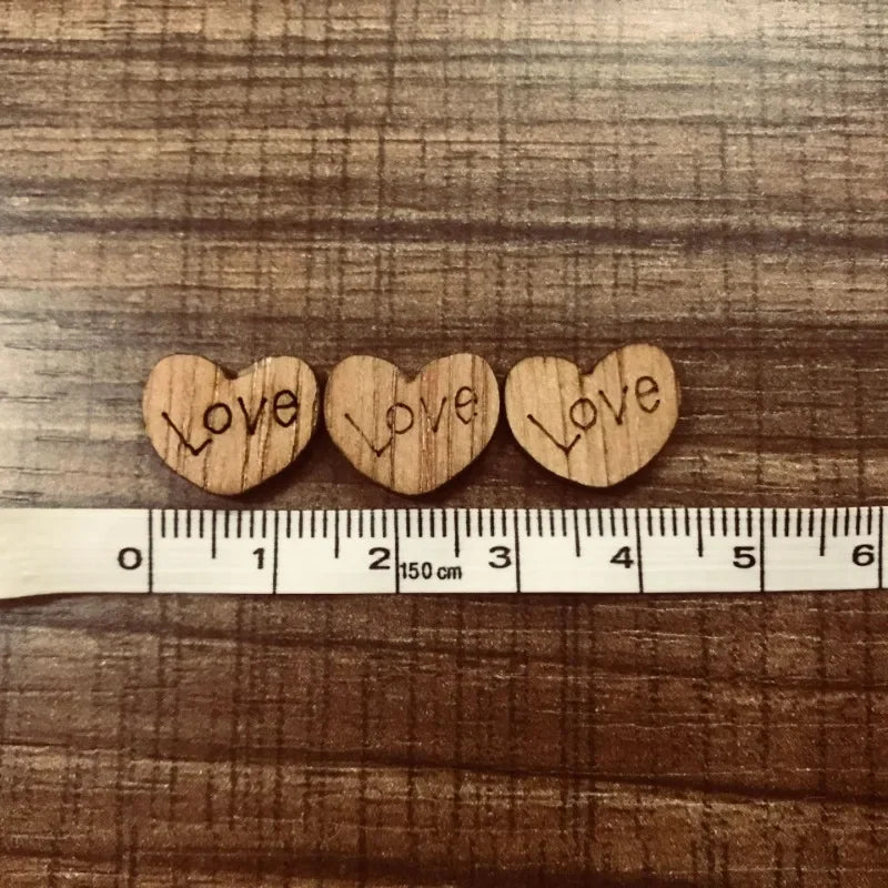 Cravinc 100Pcs Wooden Love Heart Table Scatter Wedding Party DIY Decor