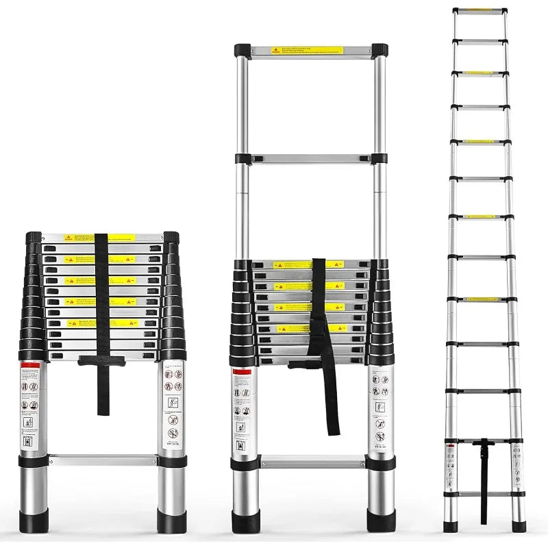 Cravinc 14.5FT Telescoping Heavy Duty Aluminum Ladder 330 LBS Load Capacity Extension Ladders