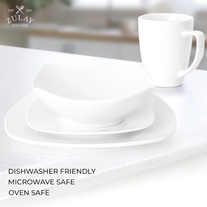 Cravinc 16-Piece Porcelain Dinnerware Set - Premium Quality Dishes for 4