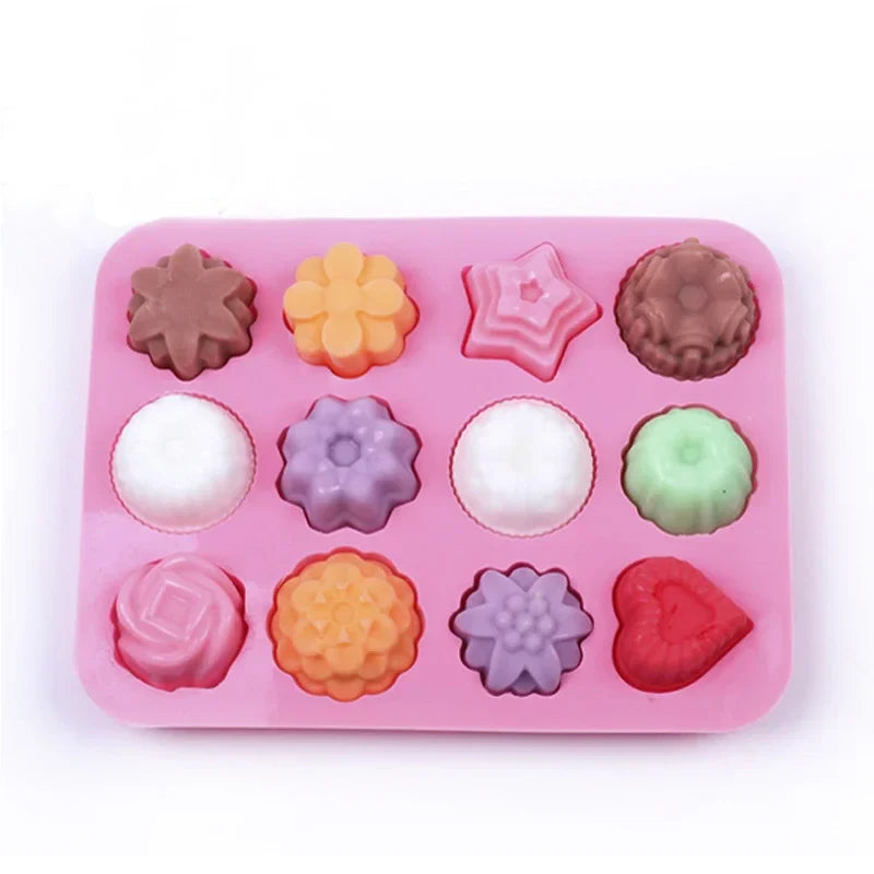 Cravinc 12-Hole Flowers Silicone Mold for Baking & Decorating Various Treats