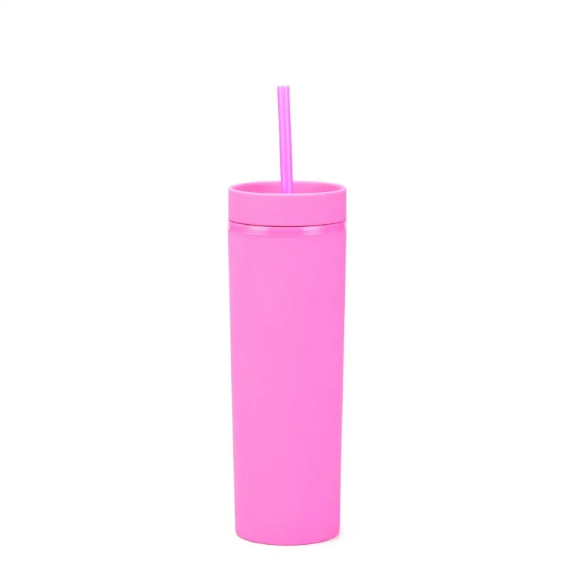 Cravinc 16oz Matte Acrylic Skinny Tumbler with Lid and Straw