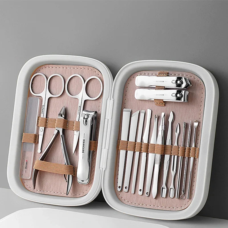 Cravinc 18-Piece Stainless Steel Nail Grooming Set for Manicure and Pedicure