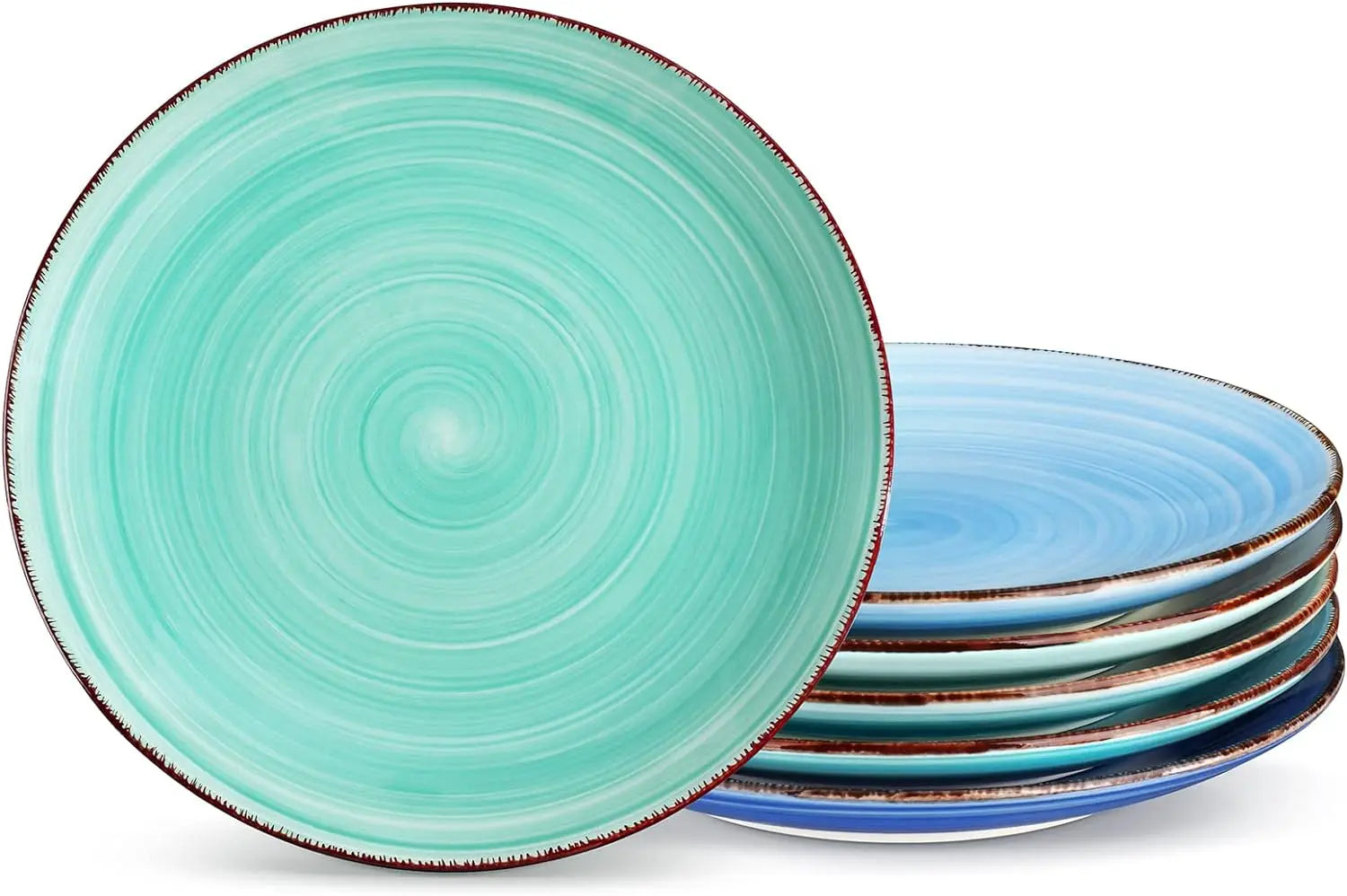 Cravinc 10.5 Inch Ceramic Dinner Plates Set of 6 - Assorted Colors