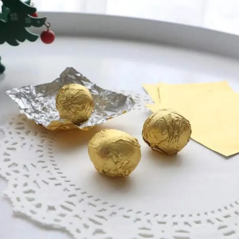 Cravinc 10cm Golden Aluminum Foil Candy Wrappers for DIY Gift Packaging