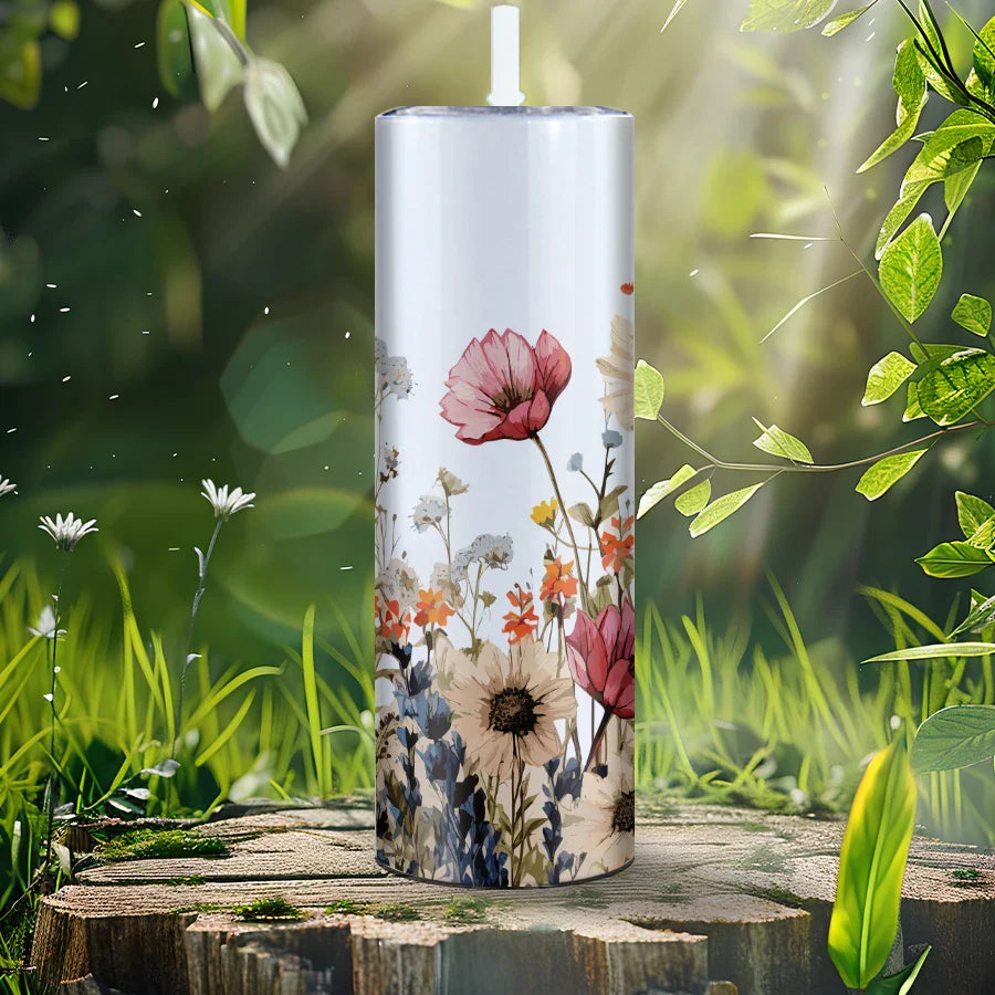 Colorful Butterfly Maple Leaf Flower Stainless Steel Water Bottle by Cravinc