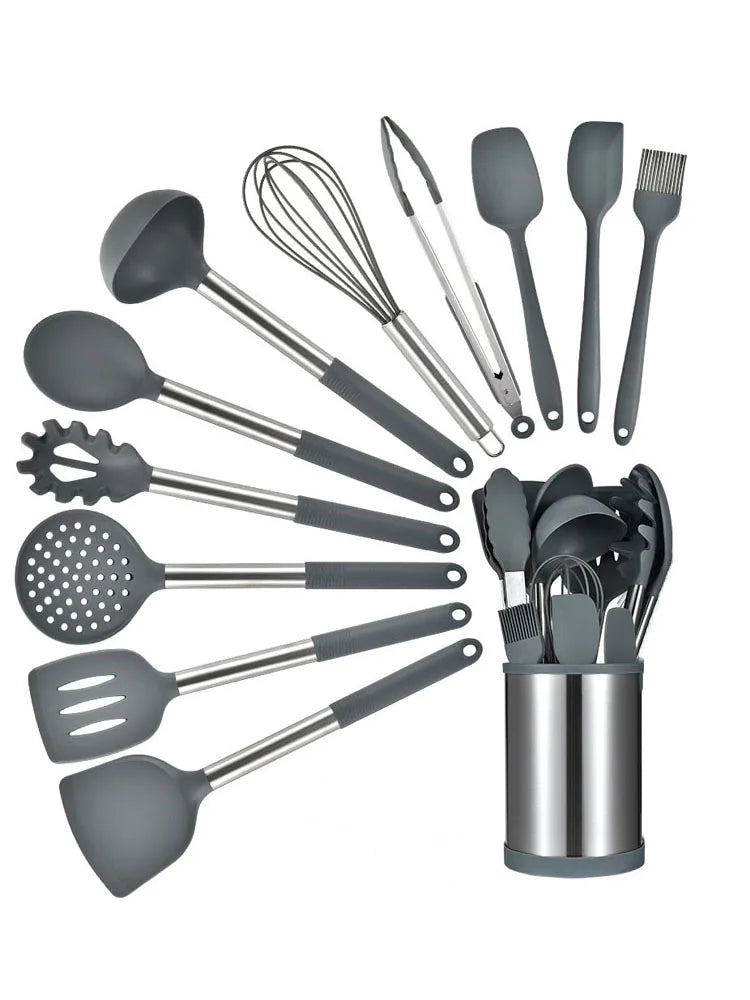 Cravinc 12PCS Kitchen Utensils Set with 360° Rotating Base for Cooking & Baking