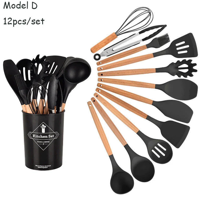 Cravinc 12-piece Silicone Kitchenware Set including Food Tongs