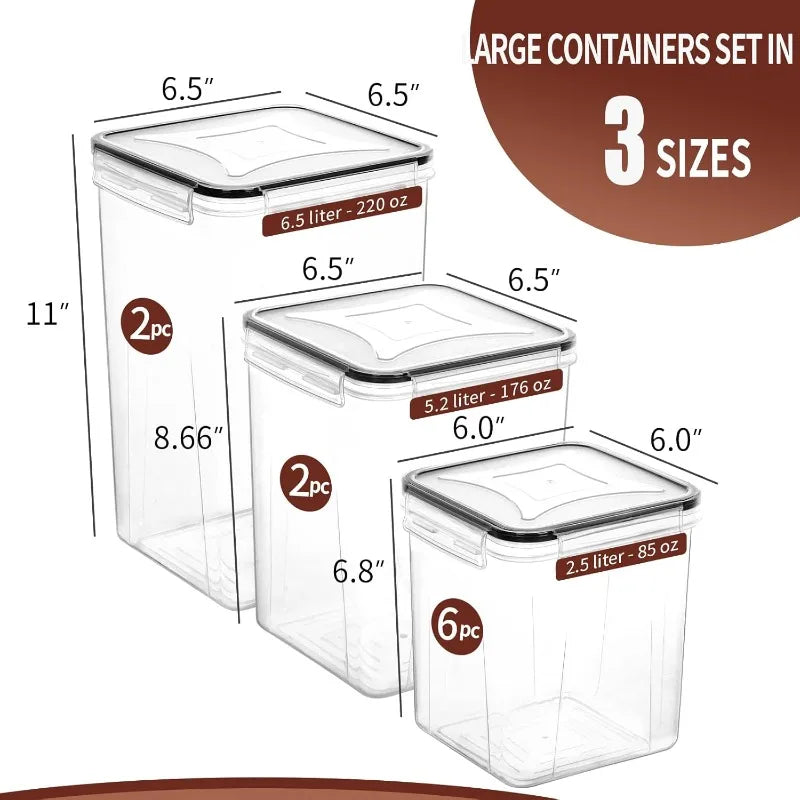 Cravinc 10-Pack Airtight Cereal Containers Storage Set - BPA-Free Pantry Organizers