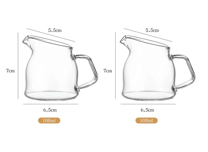 Cravinc 100ML Mini Coffee Cup with Handle, Transparent Handmade Latte Calf Milk Pot