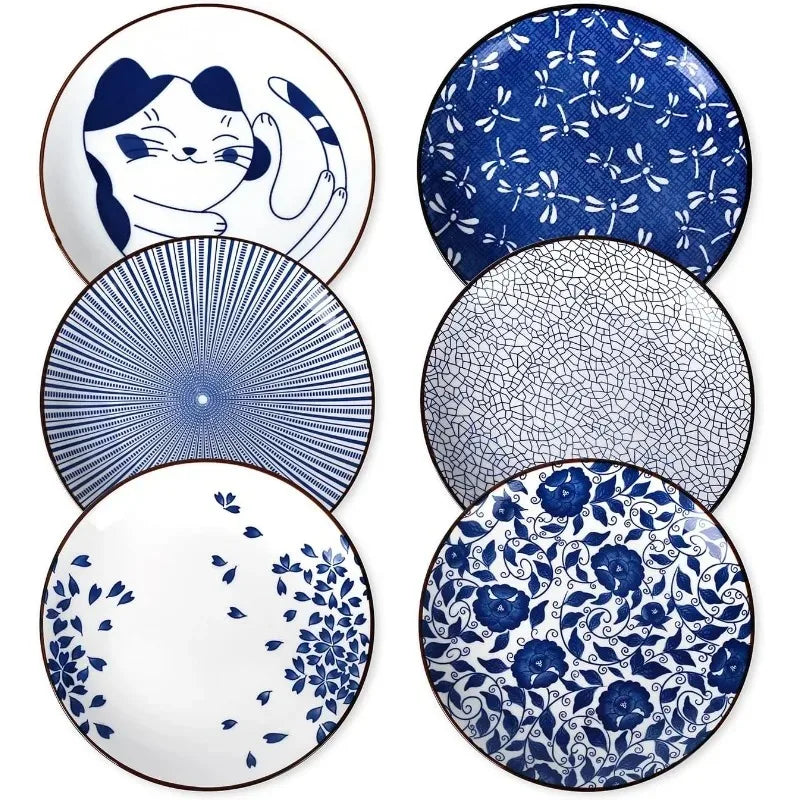 Cravinc 10" Porcelain Dinner Plates, Set of 6