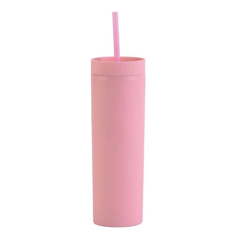 Cravinc 16oz Matte Acrylic Skinny Tumbler with Lid and Straw