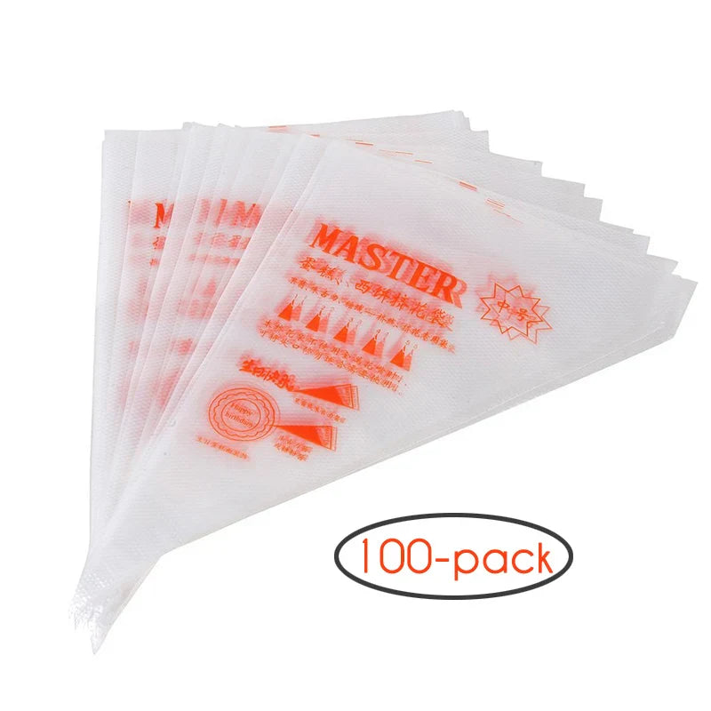 Cravinc 100-Pack 10-Inch Pastry Bags: Disposable Icing Bags for Baking and Cake Decorating