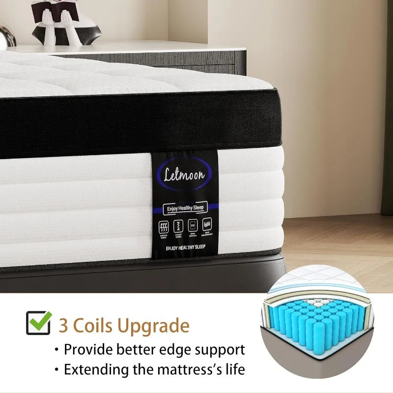 Cravinc 10 Inch Hybrid Full Mattress: Memory Foam & Pocket Springs with Strong Edge Support