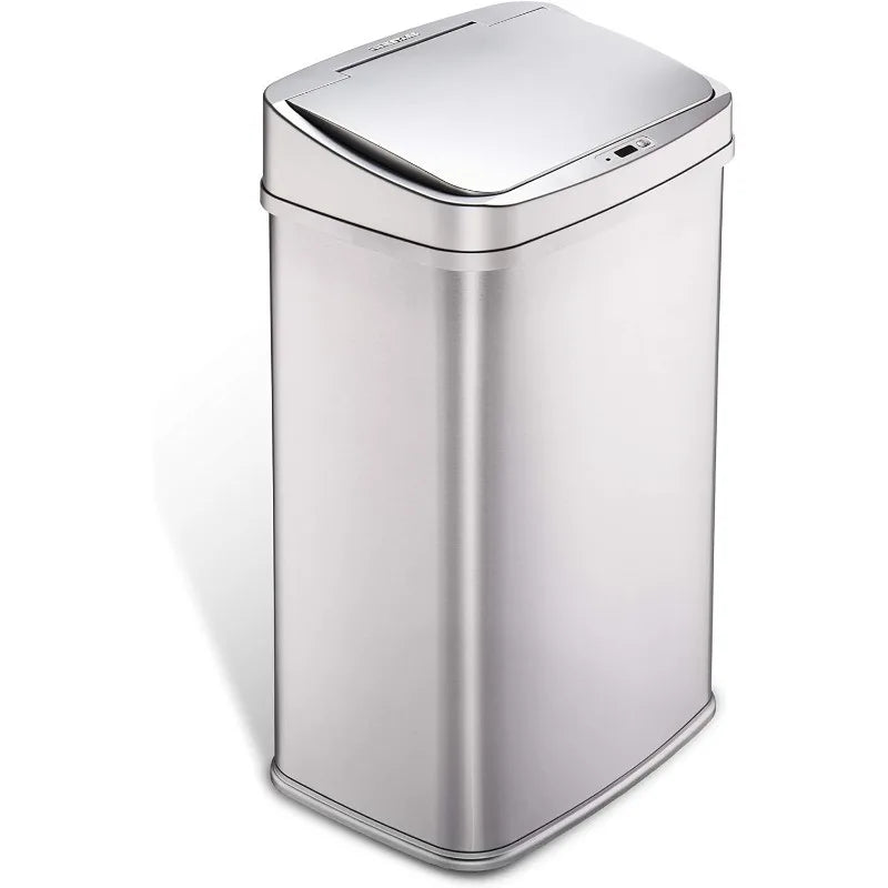 Cravinc 13 Gal Touchless Automatic Motion Sensor Trash Can Silver Trim