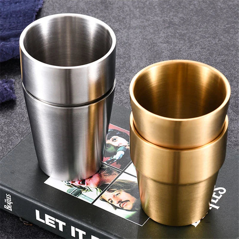 Cravinc 175ml Stainless Steel Double Wall Mugs for Coffee, Beer, and Cold Drinks