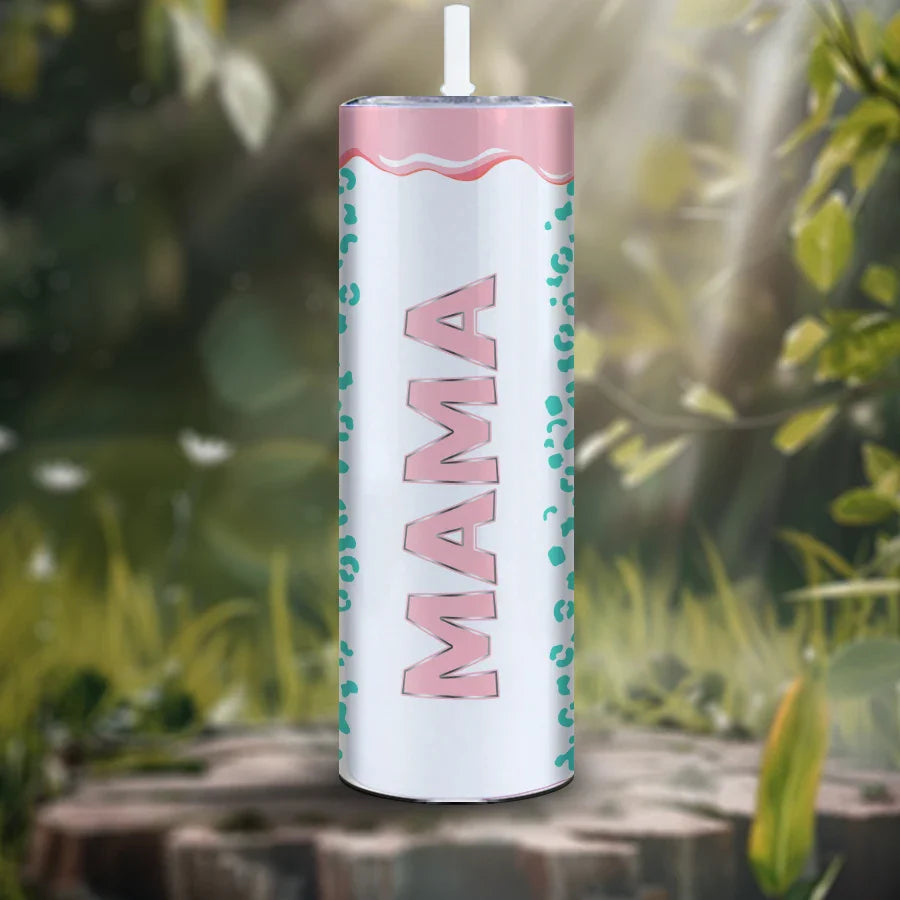 Blue & Pink MAMA Letter Sublimation Tumbler by Cravinc